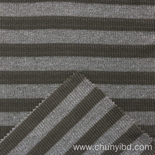 2022 high quality wholesale Stripe Pattern 2x2 Rib Knitted Fabric Polyester Cotton Spandex Mixed Fabrics For clothing